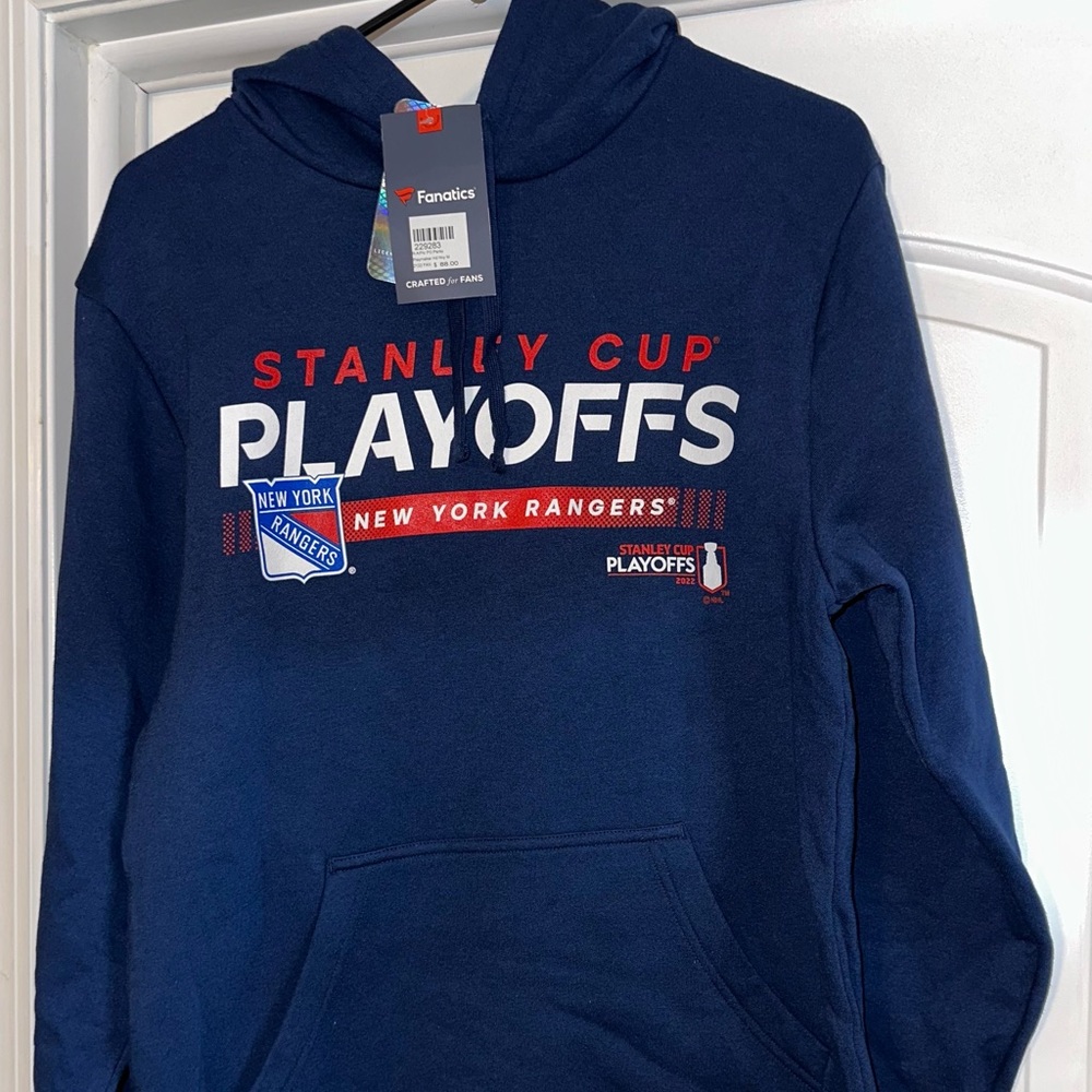 New York Rangers 2022 Fanatics Playoff Sweatshirt Hoodie $88 New With Tags Med